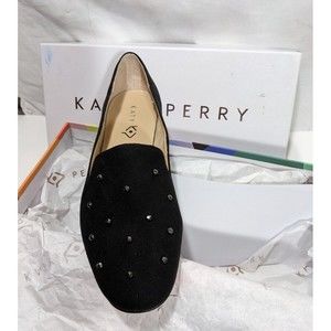 Katy Perry Women's The Allena Loafer Flat, Black,  Suede, Embellished Size 5.5